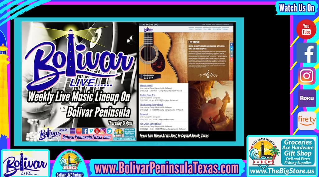 Bolivar Peninsula's Live Music List For Spring 2025 In Crystal Beach Texas