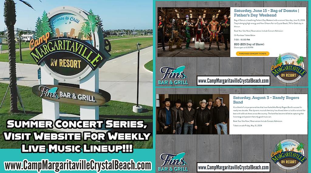 Camp Margaritaville Crystal Beach, Summer Music Series.