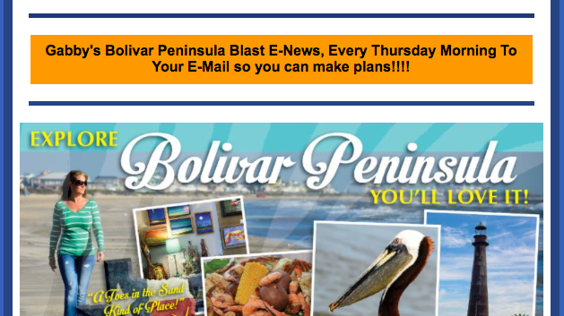 Gabby's Bolivar Peninsula Blast Is LIVE Online!