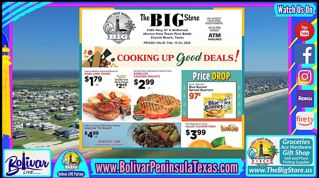 Hot Grocery Sales Ad, Crystal Beach, Texas