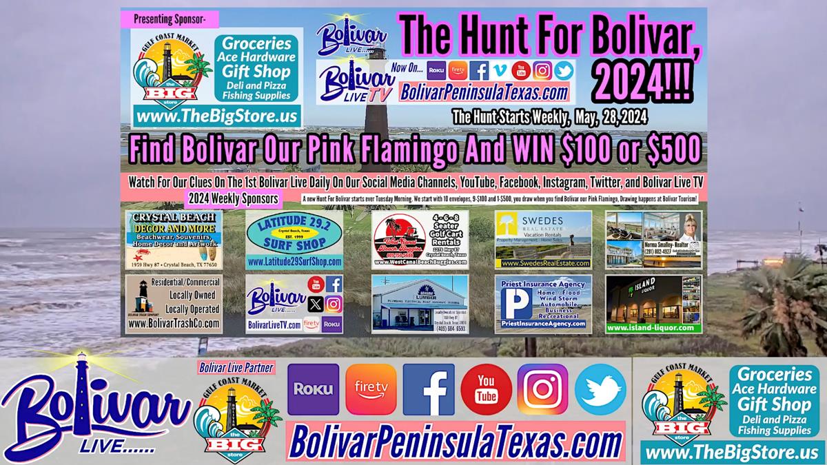 It's LIVE Coverage, LIVE from Bolivar Peninsula On The Upper Texas Coast.