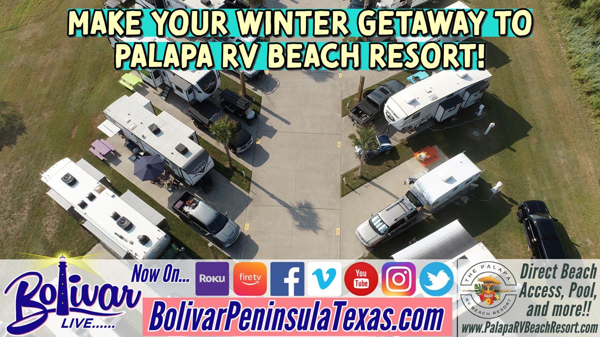 Make your Winter Getaway To Palapa RV Beach Resort On Crystal Beach, Texas!