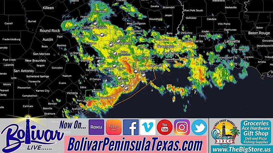 Morning Rain Greets Bolivar Peninsula With Downpours and Lightning