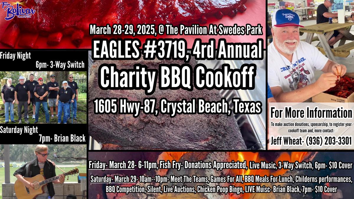 The F.O.E. Eagles #3719, 2025 Charity BBQ Cookoff, Crystal Beach, Texas.